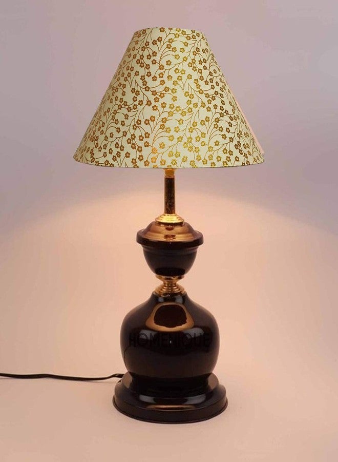 Homenique Golden Flower Traditional Rustic Farmhouse Table Lamps with Fabric Shade for Living Room Bedroom House Bedside Nightstand Home Office (Bulb not Included, Black) - Image 5