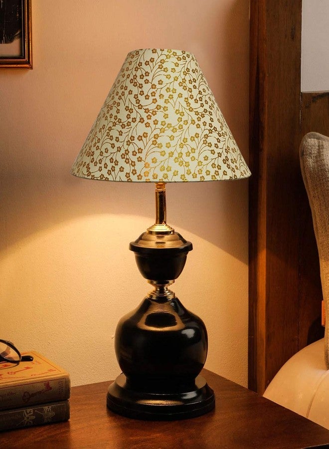Homenique Golden Flower Traditional Rustic Farmhouse Table Lamps with Fabric Shade for Living Room Bedroom House Bedside Nightstand Home Office (Bulb not Included, Black) - Image 3