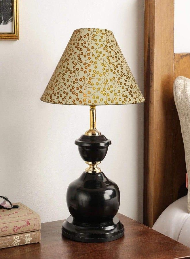 Homenique Golden Flower Traditional Rustic Farmhouse Table Lamps with Fabric Shade for Living Room Bedroom House Bedside Nightstand Home Office (Bulb not Included, Black) - Image 4