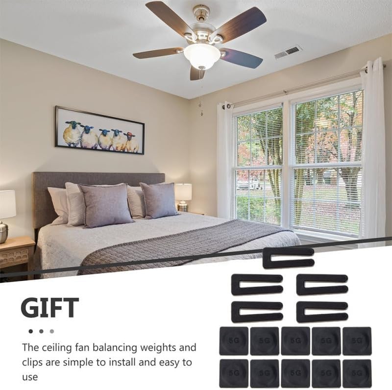 STOBOK 5 Set Fan Balancing Tool Sets Ceiling Fan Balancing Kit Includes 5 Clips & 10 Self-Adhesive Metal Weights (5g) - Image 3
