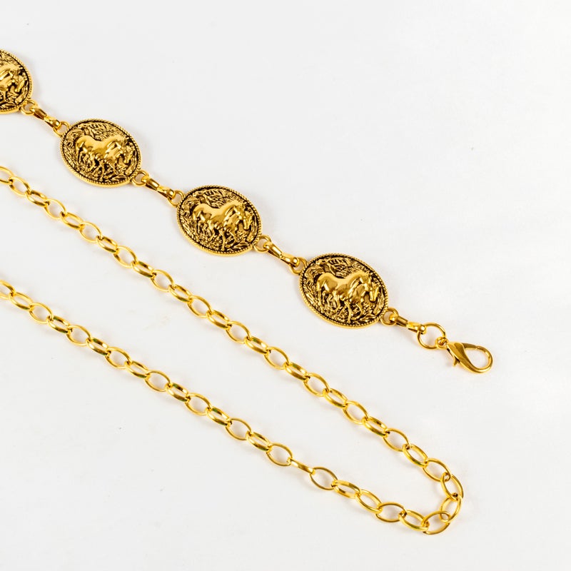 The Black Pearl Accessories Golden Horse Metal Waist Belt For Her - Image 2