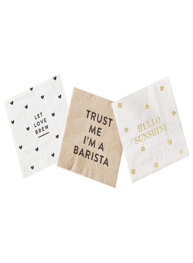 Santa Barbara Design Studio 3-Ply Paper Beverage Napkins Coffee Themed 20-Count Cocktail Napkin Pack, 5" x 5", Let Love Brew - Image 2
