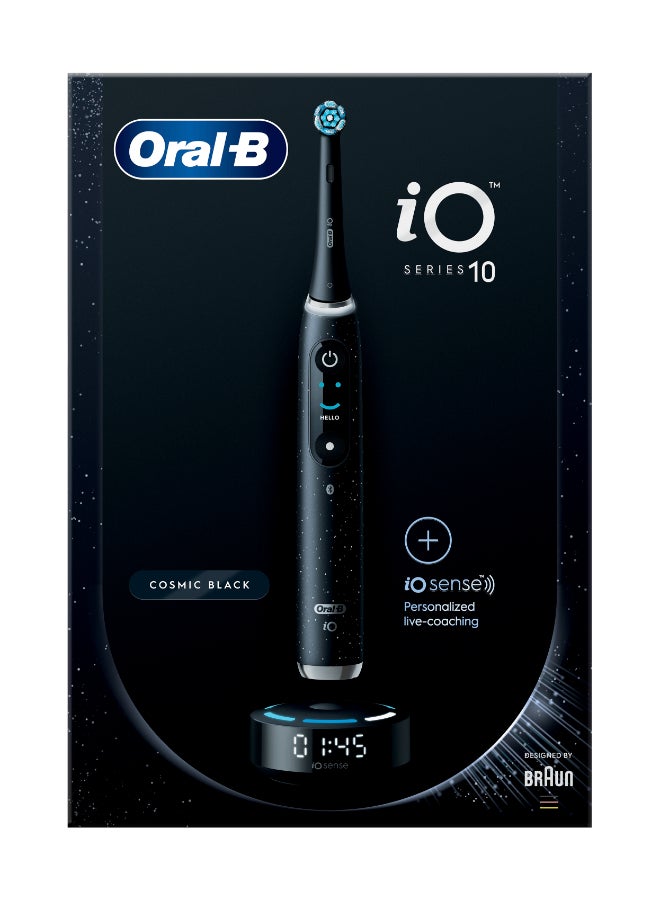 Oral-B فرشاة أسنان Io Series 10 Cosmic Black Ai القابلة لإعادة الشحن، 7 أوضاع ذكية لتتبع الأسنان ثلاثي الأبعاد - Image 1
