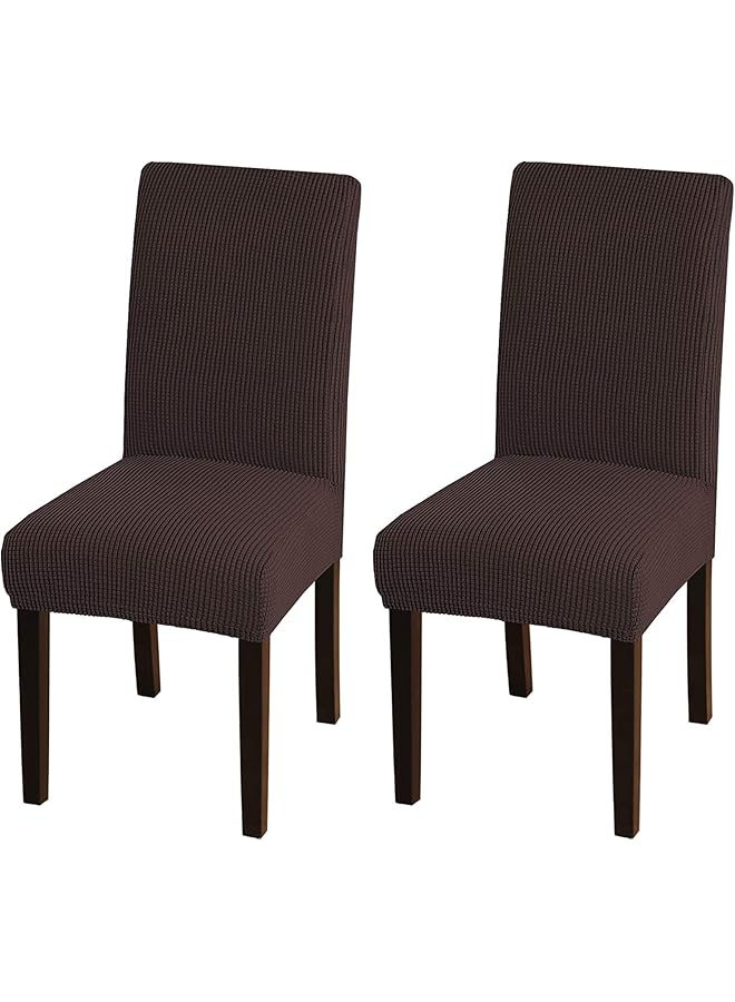 erorex Dining Chair Covers Stretch Chair Covers For Dining Room Chair Slipcover Removable Kitchen Chair Covers Chair Protector Covers For Dining Room Hotel Brown 2Pcs - Image 1