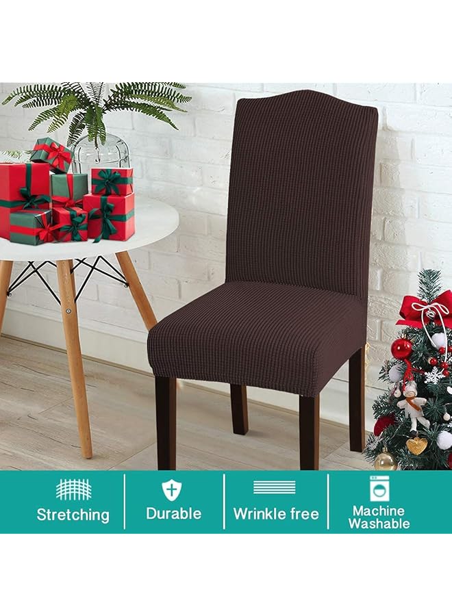 erorex Dining Chair Covers Stretch Chair Covers For Dining Room Chair Slipcover Removable Kitchen Chair Covers Chair Protector Covers For Dining Room Hotel Brown 2Pcs - Image 3