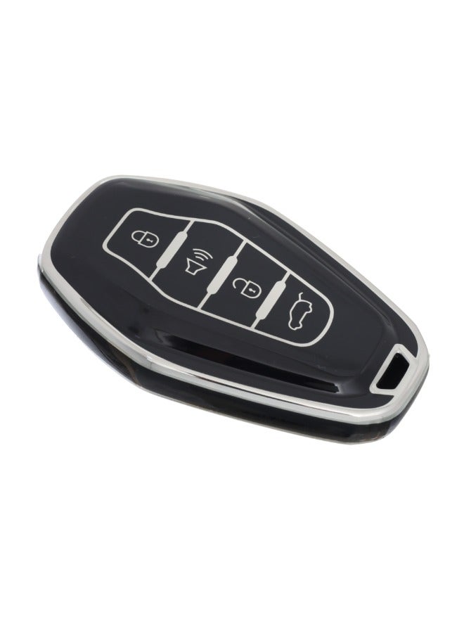 Generic Premium TPU Quality Silicone Key Car Cover – Durable, Flexible, and Scratch-Resistant Protection for Your Car Keys – Custom Fit Design for a Sleek Look – Compatible with All Jetour Models - Black Silver  - Image 1