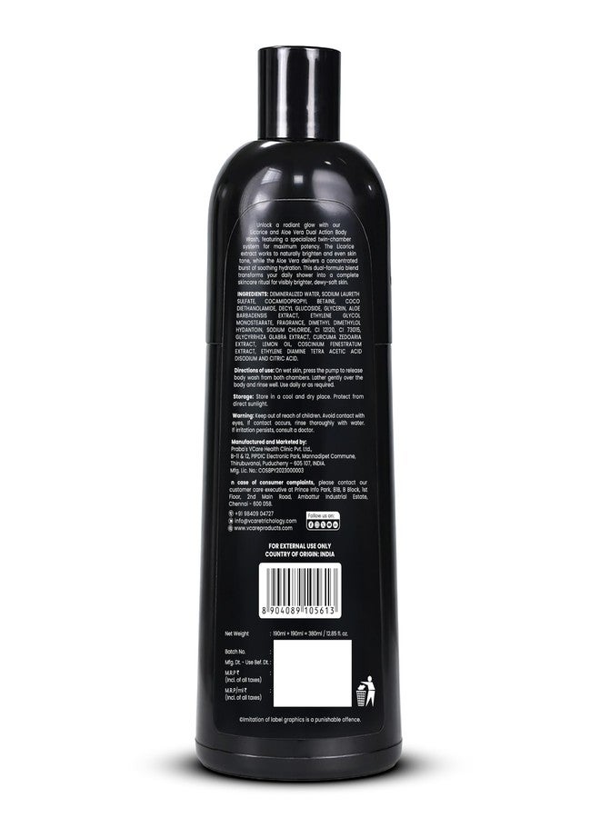 VCare Dual Action Body Wash 380 ml | Brightening & Hydrating with Aloe Vera & Licorice | Soap-Free, Paraben-Free For Glowing & Soft Skin | Suitable for All Skin Types - Image 2