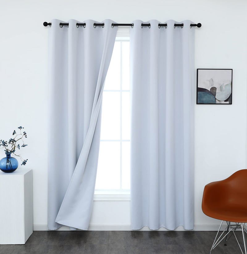 INLINAS 52W x 84L Inch Blackout Curtains for Bedroom  Thermal Insulated  Noise Reduction  Energy Saving Set of 2 Panels  Off White - Image 2