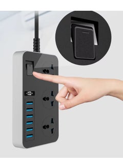 Qasul Power Supply Board with Control Switch 3-Ac and 6 USB Charging Port Socket 1.8m Cable Power Adapter Home Office  - Image 1