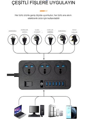Qasul Power Supply Board with Control Switch 3-Ac and 6 USB Charging Port Socket 1.8m Cable Power Adapter Home Office  - Image 4