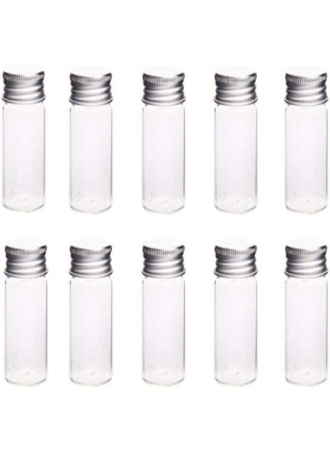 10Pcs Glass Sealed Bottle with Screw Aluminum Cap Clear Tiny Empty Sample Vials Glass Jars Containers Cute Wishes Bottle (15ml)