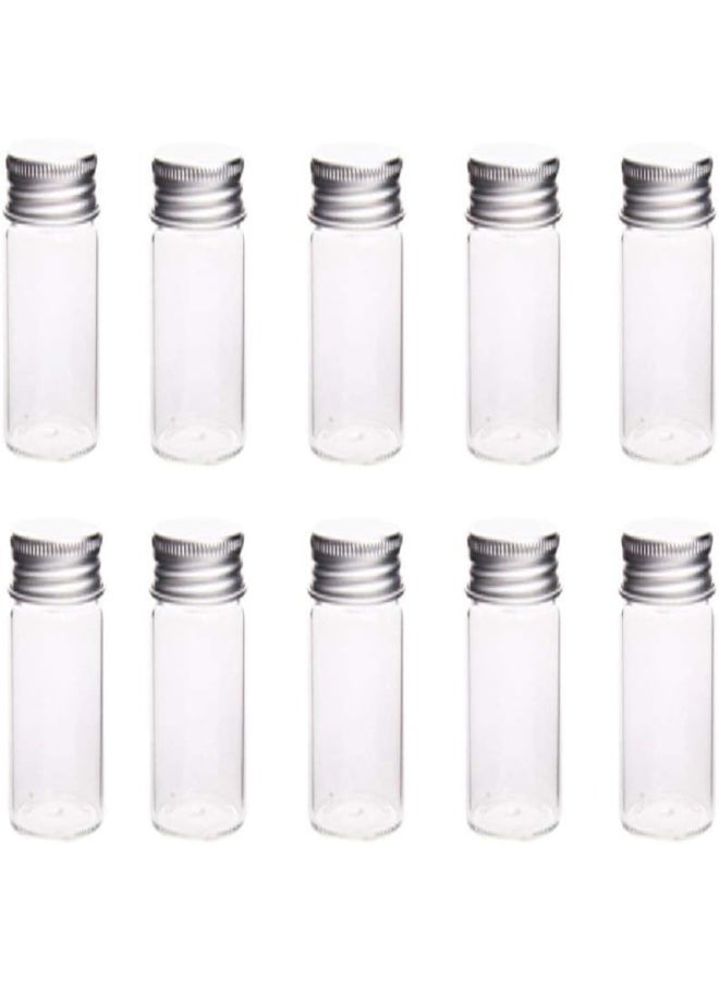 glasstore 10Pcs Glass Sealed Bottle with Screw Aluminum Cap Clear Tiny Empty Sample Vials Glass Jars Containers Cute Wishes Bottle (15ml)  - Image 1