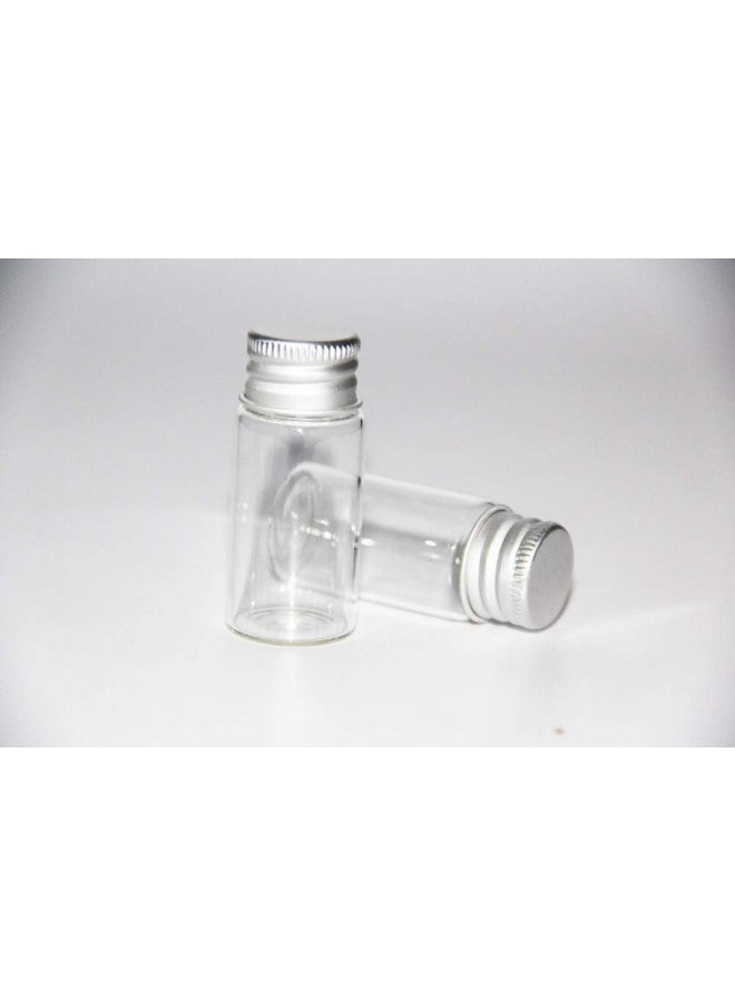 glasstore 10Pcs Glass Sealed Bottle with Screw Aluminum Cap Clear Tiny Empty Sample Vials Glass Jars Containers Cute Wishes Bottle (15ml)  - Image 4