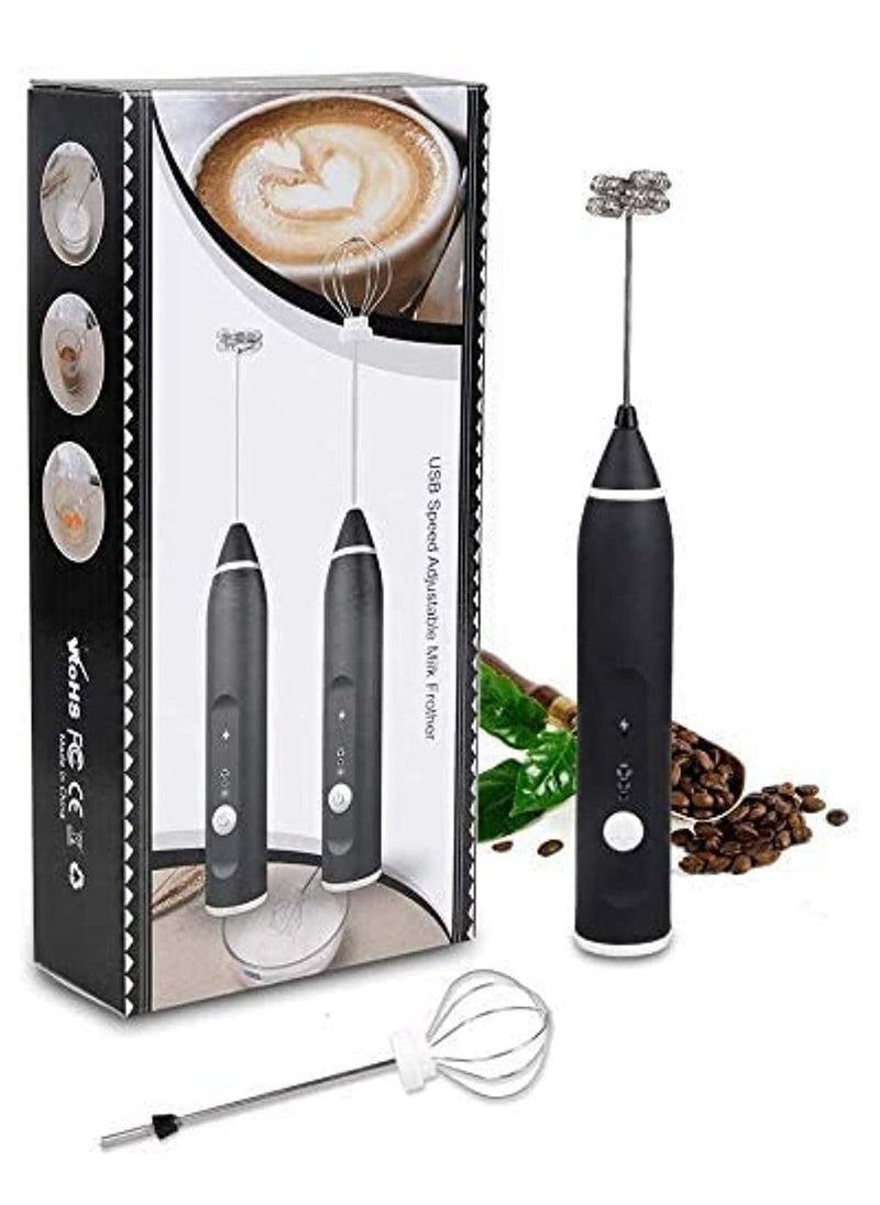 Rechargeable Milk Frother, Coffee Frother Yogurt mixer Egg beater Handheld Foam Maker Rechargeable Electric Foam Maker with 2 Stainless Whisks Speed Adjustable Durable Frother Drink portable Mixer - Image 1