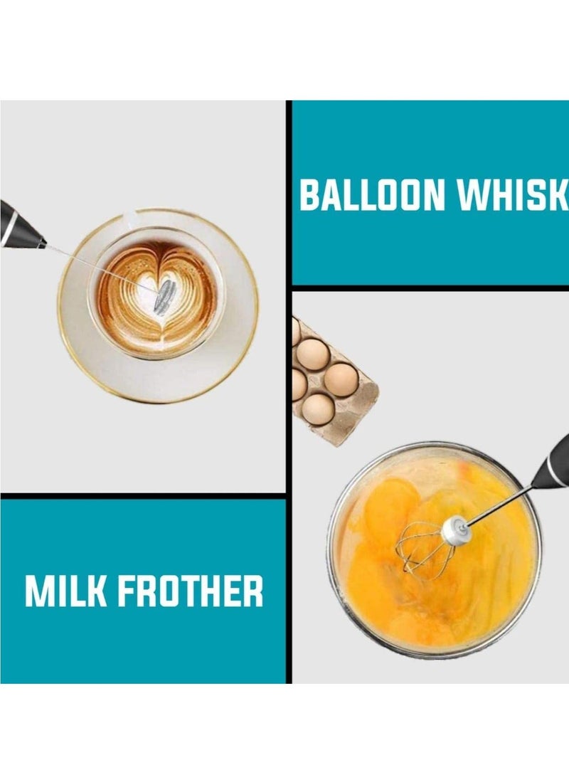 Rechargeable Milk Frother, Coffee Frother Yogurt mixer Egg beater Handheld Foam Maker Rechargeable Electric Foam Maker with 2 Stainless Whisks Speed Adjustable Durable Frother Drink portable Mixer - Image 2
