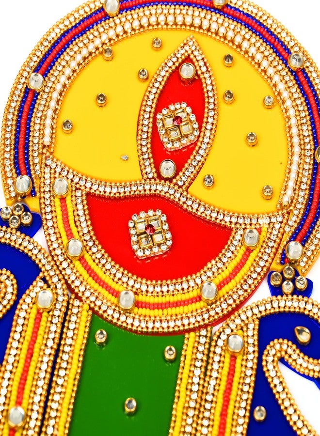 أديتري_كرييشن تصميم أرضي من إبداعات أدتري، رانجولي طاووس مع ديا / ديكور منزلي / ديكور / رانجولي هندي تقليدي مصنوع يدويًا من الأكريليك / ديكور أرضي / حفل زفاف هندي / هدية تذكارية (المقاس: 12 بوصة × 11 بوصة) (متعدد الألوان) - Image 5