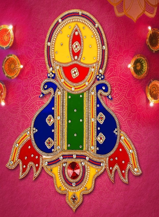 أديتري_كرييشن تصميم أرضي من إبداعات أدتري، رانجولي طاووس مع ديا / ديكور منزلي / ديكور / رانجولي هندي تقليدي مصنوع يدويًا من الأكريليك / ديكور أرضي / حفل زفاف هندي / هدية تذكارية (المقاس: 12 بوصة × 11 بوصة) (متعدد الألوان) - Image 3