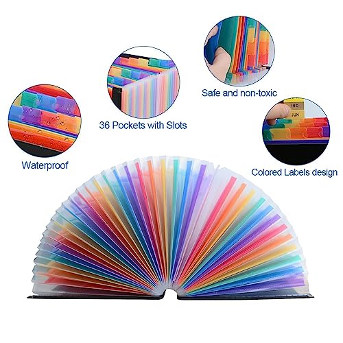 Penck Expanding File Folder 36 Pockets, Large Capacity Multicolored Portable Accordion A4 Document Organizer – Works on Letter Size and A4 Size for Home/Office/Business/Study - Image 3