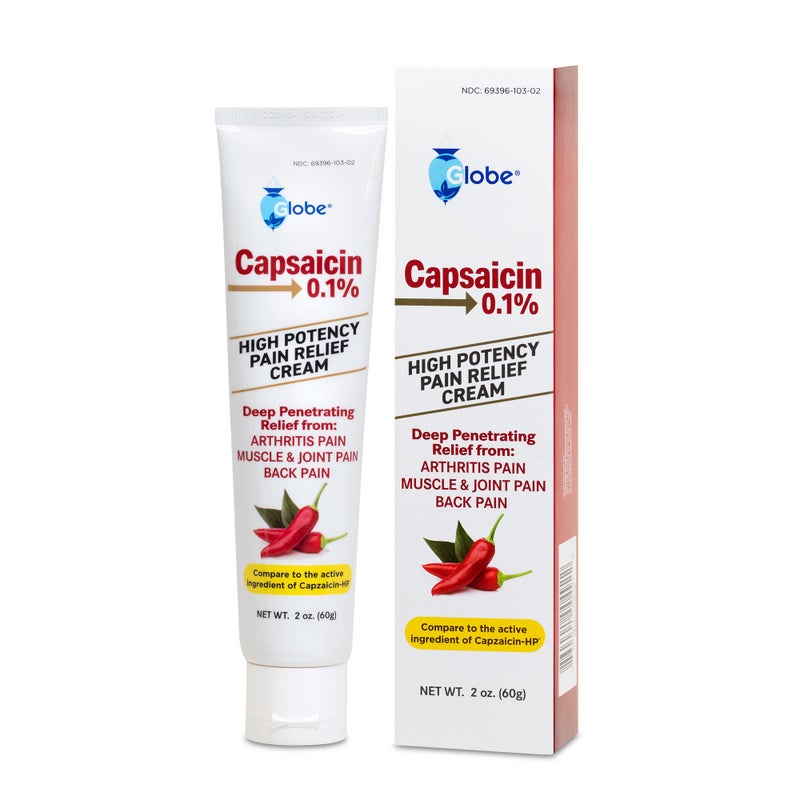 Globe (3 Pack) Capsaicin 0.1% High Potency Pain Relief Cream, Unscented (2 oz) Deep Penetrating Relief from: Arthritis, Muscle, Joint and Back Pain - Image 4