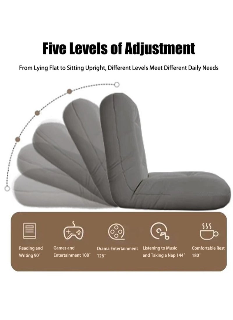 VUCATIN Folding Floor Chair Lounge Sofa Folding Single-Back Sofa Cushion Multi Angle Adjustment Padded Sleeper Bed Removable Washable Sofa For Balcony Bedroom With Pillow Single Sofa  - Image 2