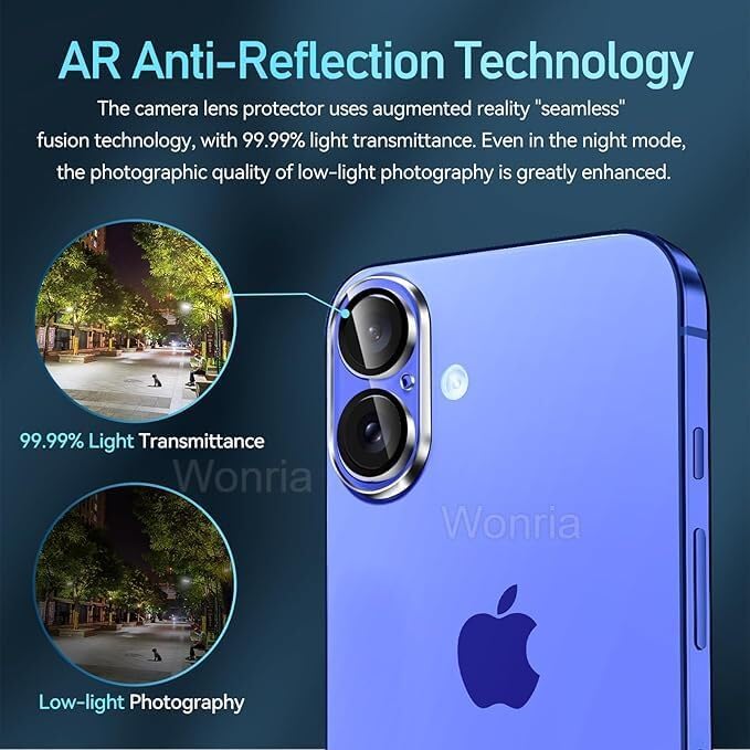 WonReza Back Camera Glass Protector for iPhone 16 | iPhone 16 Plus 5G [3D Premium] Camera Lens Protector Guard (Black) - Image 4