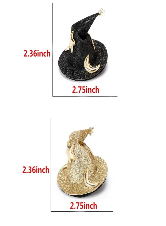 Soochat Halloweeni Witch Hat Hair Clips Mini Top Hat Hair Clips Small Hat Hair Pins for Women Girl Halloween Hair Decorations Accessories 2Pcs - Image 2