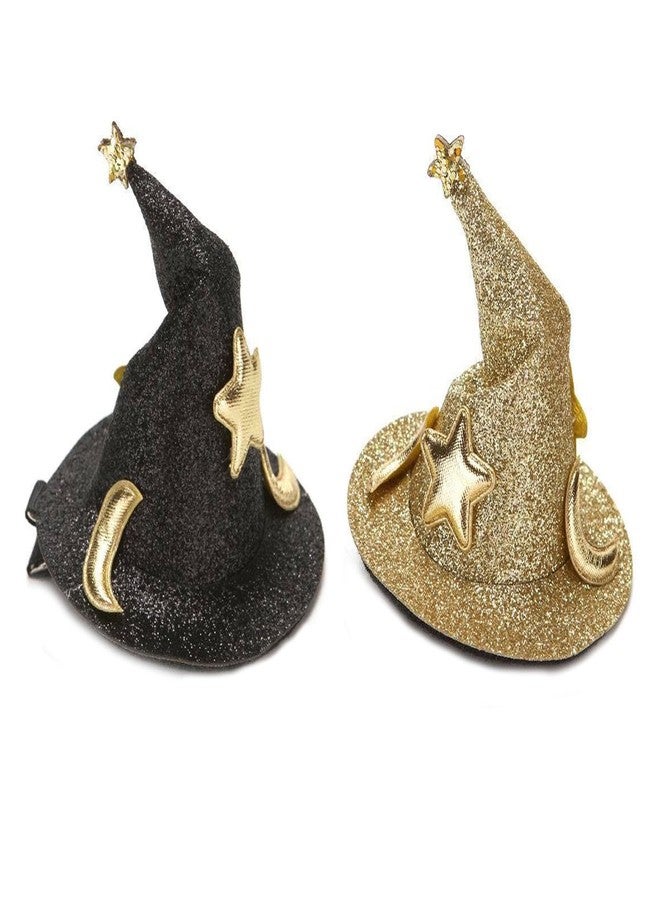 Soochat Halloweeni Witch Hat Hair Clips Mini Top Hat Hair Clips Small Hat Hair Pins for Women Girl Halloween Hair Decorations Accessories 2Pcs - Image 1