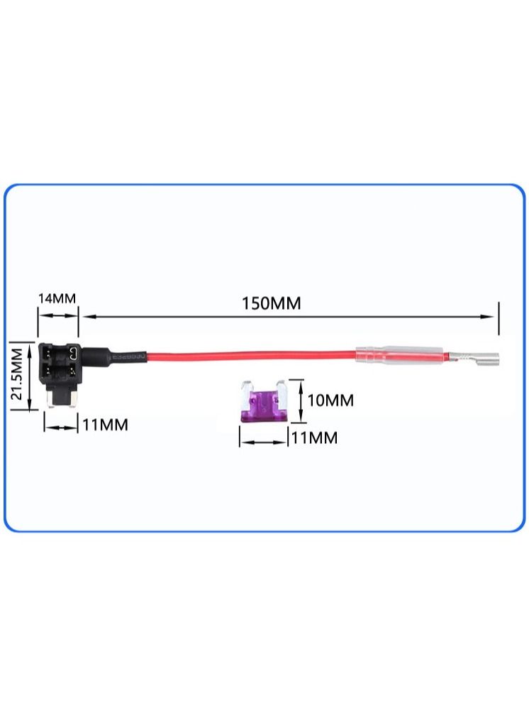 مجموعة Hardwire لـ Dashcam 11ft MICRO USB يحول 12V-24V إلى 5V / 2.5A، 24 ساعة وضع ركن السيارة طقم كابل شاحن كاميرا لوحة القيادة مع حماية الجهد المنخفض، 8 حاملات الصمامات كابل الصنبور