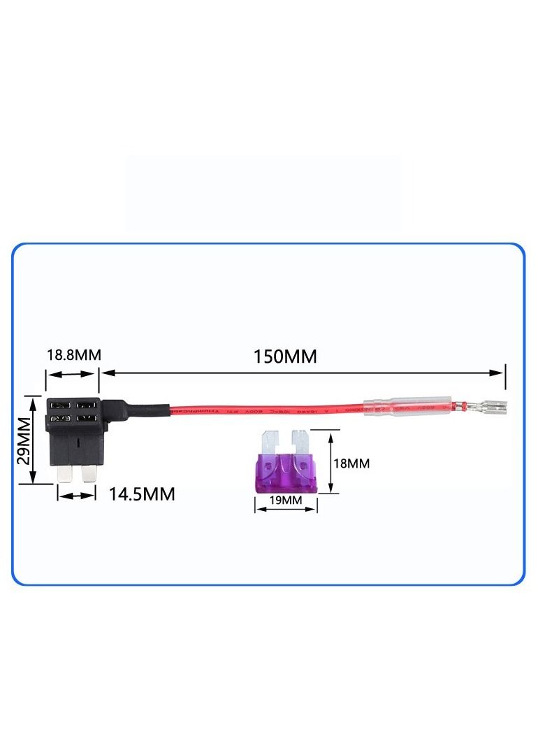 مجموعة Hardwire لـ Dashcam 11ft MICRO USB يحول 12V-24V إلى 5V / 2.5A، 24 ساعة وضع ركن السيارة طقم كابل شاحن كاميرا لوحة القيادة مع حماية الجهد المنخفض، 8 حاملات الصمامات كابل الصنبور