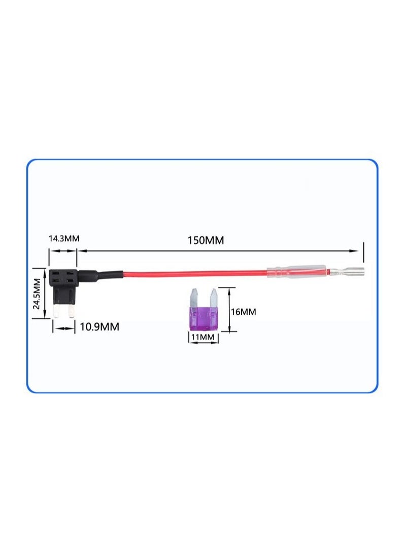 مجموعة Hardwire لـ Dashcam 11ft MICRO USB يحول 12V-24V إلى 5V / 2.5A، 24 ساعة وضع ركن السيارة طقم كابل شاحن كاميرا لوحة القيادة مع حماية الجهد المنخفض، 8 حاملات الصمامات كابل الصنبور