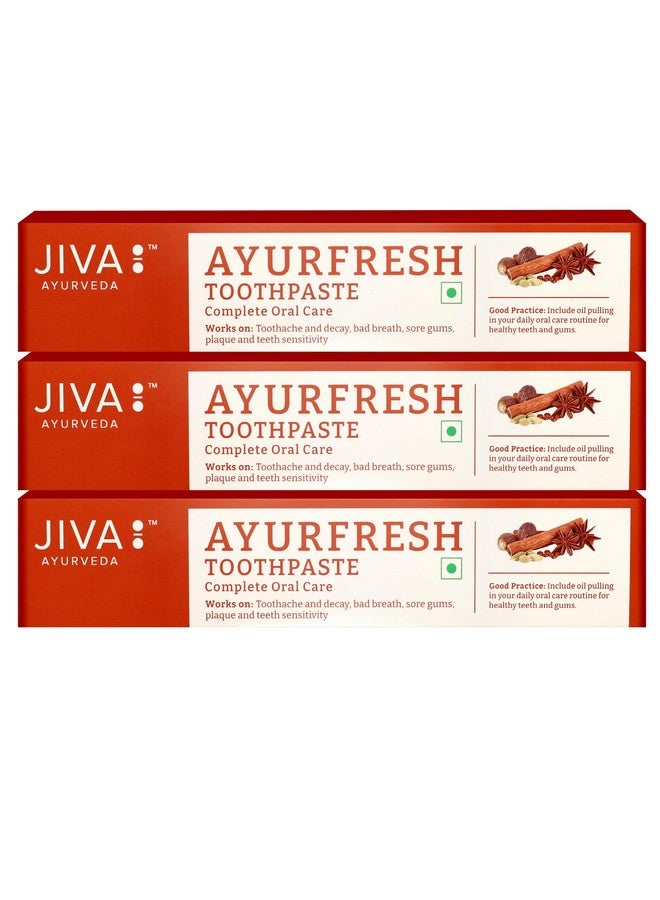 Jiva Ayurfresh Toothpaste - 100G (Pack Of 4) With Almond Soap Free | Helps In Toothache & Bad Breathing - Image 1