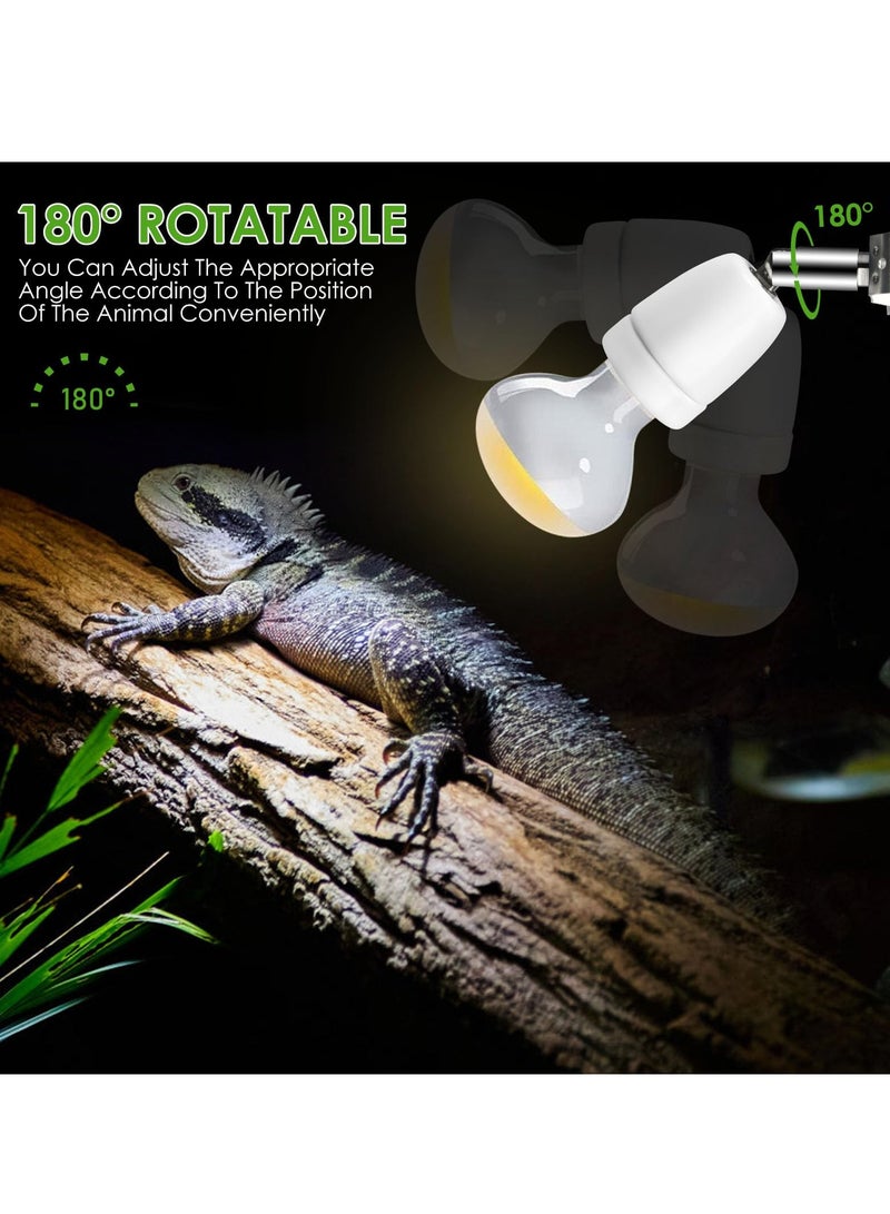 Reptile Heat Lamp Holder with Dimmer Switch, E27 Bulb 400W Rotatable Heat Lamp Socket, Ceramic Bulb Holder for Lizard, Turtle, Tortoise, and Reptile Ceramic Lamps, Bulbs Not Included