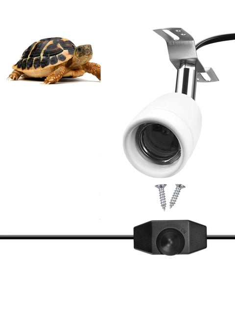 Reptile Heat Lamp Holder with Dimmer Switch, E27 Bulb 400W Rotatable Heat Lamp Socket, Ceramic Bulb Holder for Lizard, Turtle, Tortoise, and Reptile Ceramic Lamps, Bulbs Not Included