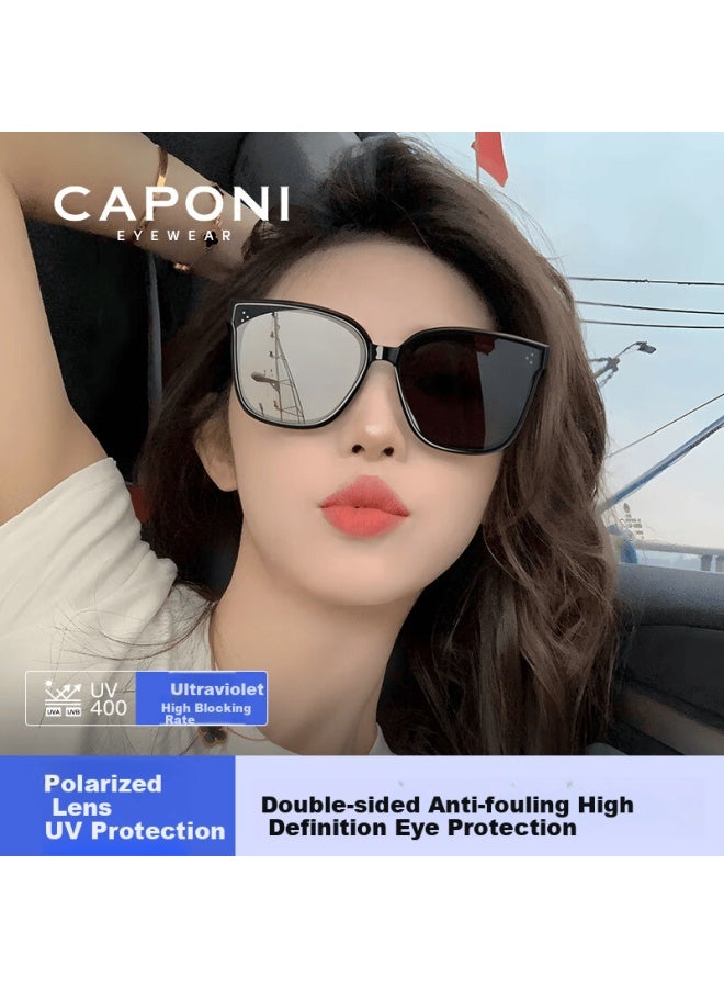 Caponi Women's Sungl, Uv Protection, Polarized, For Driving, New Large Face, High-end Look, Makes Face Appear Smaller - Image 1