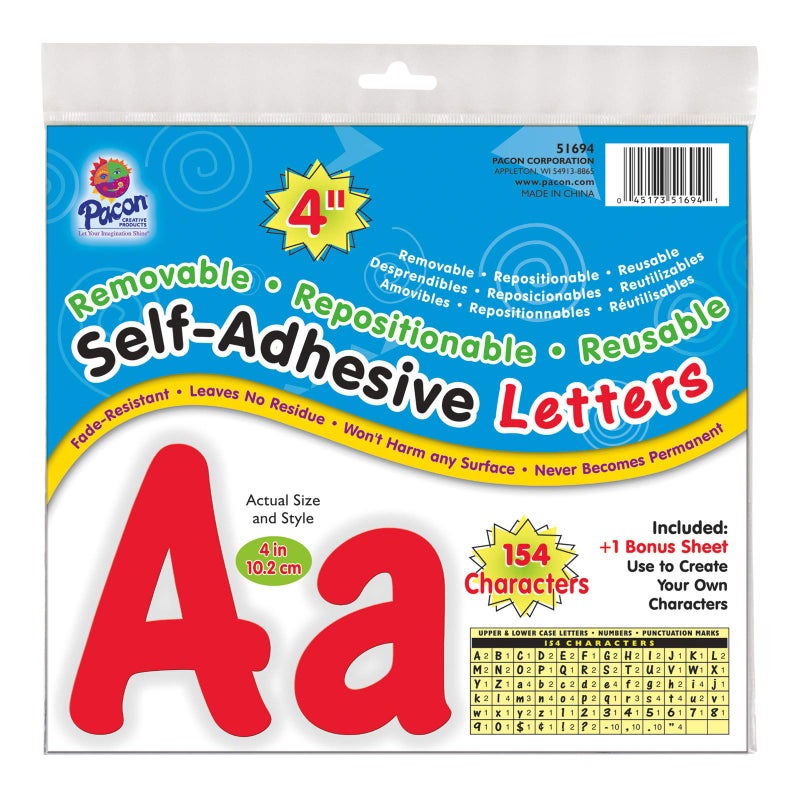 Pacon Pacon 154 Character SelfAdhesive Letter Set Red