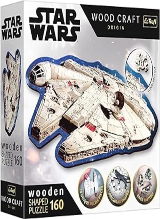 Trefl Puzzles - "160 Wooden Shaped Puzzles" - Millennium Falcon/Lucasfilm Star Wars FSC Mix 70% 20189