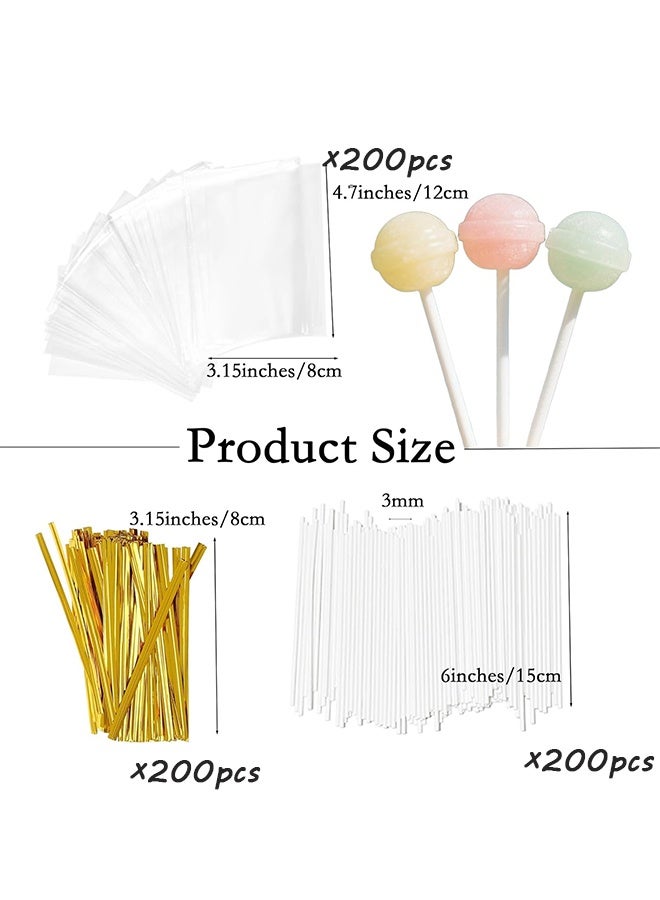 600Pcs DIY Lollipop Three-Piece Packaging Bag for Individually Wrapped Cake Pops, Cakesicles,Candies, Chocolates, Marshmallow, Macarons, Cookies(White) - Image 2