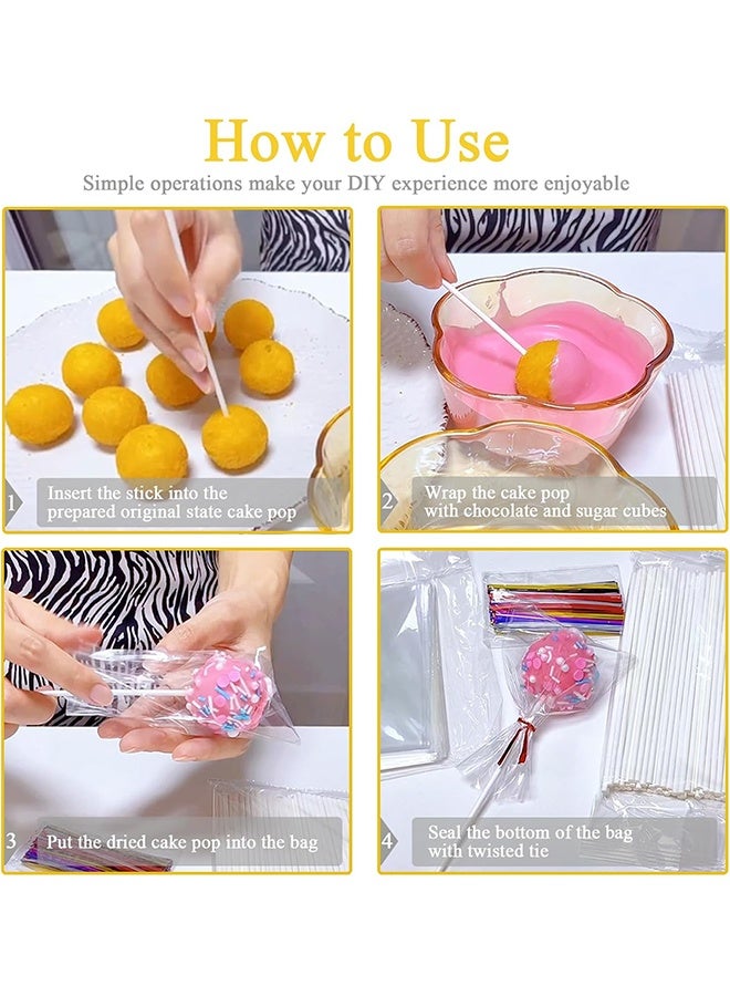 600Pcs DIY Lollipop Three-Piece Packaging Bag for Individually Wrapped Cake Pops, Cakesicles,Candies, Chocolates, Marshmallow, Macarons, Cookies(White) - Image 3