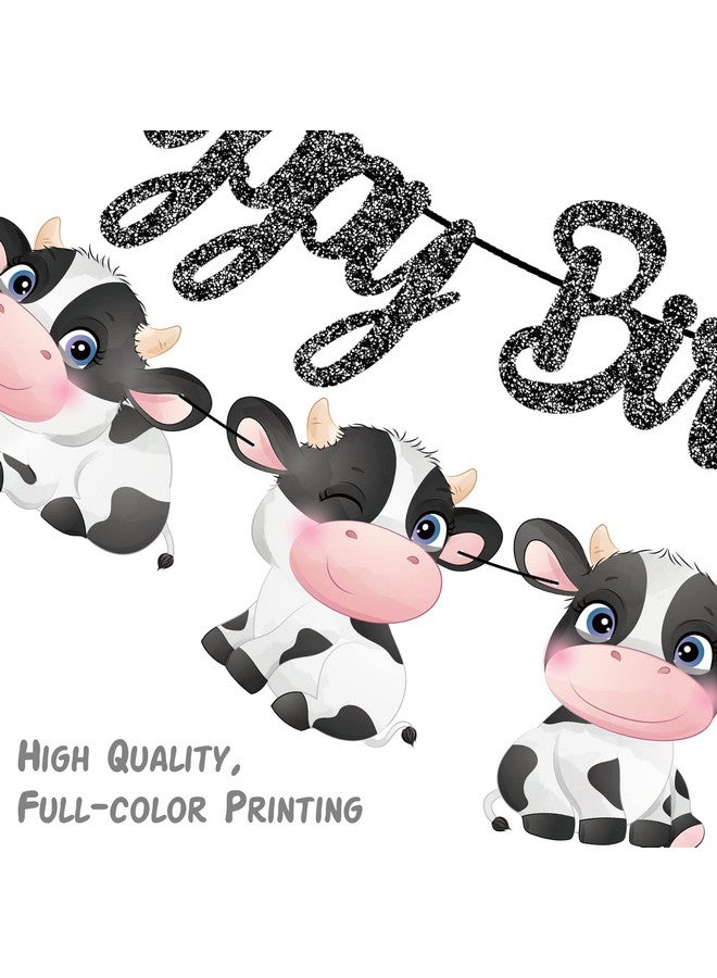 umoni لافتة عيد ميلاد بقرة سعيدة زينة عيد ميلاد بطباعة بقرة لوازم حفلات عيد الميلاد بلمعان أسود موضوع بقرة لافتة عيد ميلاد زينة عيد ميلاد للبنين والبنات لحفلة موضوع الحيوانات في المزرعة لوازم حفلة حظيرة - Image 5