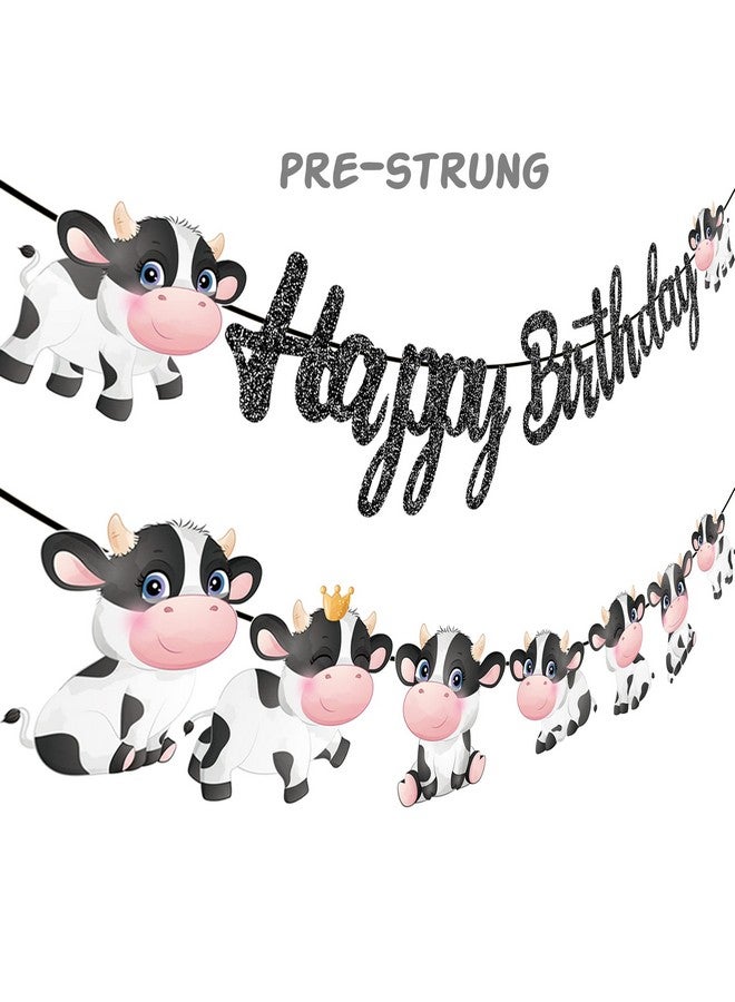 umoni لافتة عيد ميلاد بقرة سعيدة زينة عيد ميلاد بطباعة بقرة لوازم حفلات عيد الميلاد بلمعان أسود موضوع بقرة لافتة عيد ميلاد زينة عيد ميلاد للبنين والبنات لحفلة موضوع الحيوانات في المزرعة لوازم حفلة حظيرة - Image 3