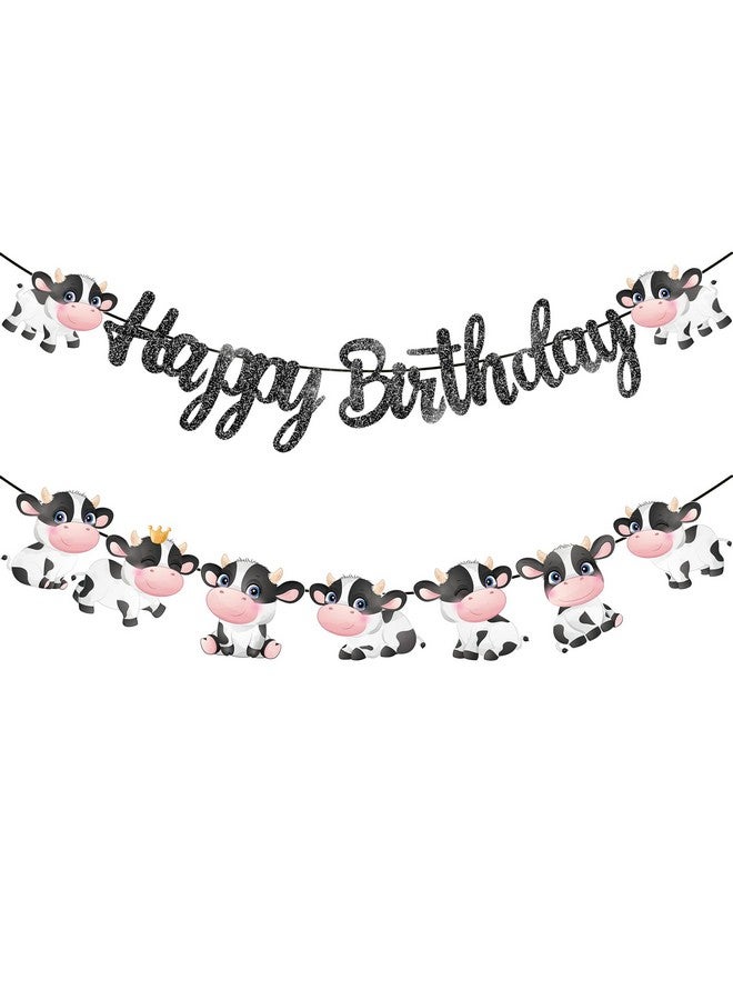 umoni لافتة عيد ميلاد بقرة سعيدة زينة عيد ميلاد بطباعة بقرة لوازم حفلات عيد الميلاد بلمعان أسود موضوع بقرة لافتة عيد ميلاد زينة عيد ميلاد للبنين والبنات لحفلة موضوع الحيوانات في المزرعة لوازم حفلة حظيرة - Image 2