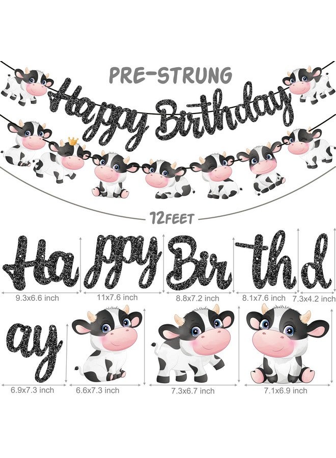 umoni لافتة عيد ميلاد بقرة سعيدة زينة عيد ميلاد بطباعة بقرة لوازم حفلات عيد الميلاد بلمعان أسود موضوع بقرة لافتة عيد ميلاد زينة عيد ميلاد للبنين والبنات لحفلة موضوع الحيوانات في المزرعة لوازم حفلة حظيرة - Image 4