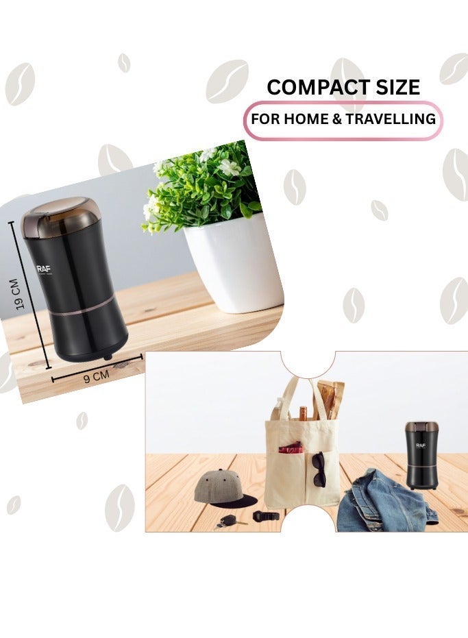 RAF Electric Coffee & Spice Grinder – 300W, Stainless Steel Blade, 26500 RPM High-Speed Multifunctional Grinder for Coffee Beans, Spices, Nuts, Herbs & Seeds - Image 2