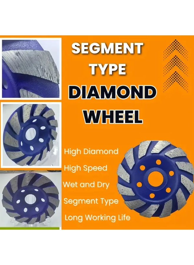 Blue 100mm Diamond Cup Wheel Heavy Duty Extra Thick Tungsten Carbide Teeth For Concrete Marble Granite Brick - Image 5