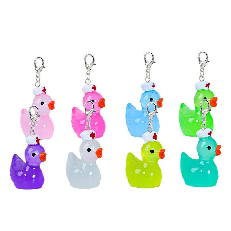 MEYAGO 8PCS Nurse Ducky Badge Reel Charm Set â€“ Cute Rubber Duckie Badge Buddy, Keychain, Zipper Pull, Stitch Marker for CNA RN LPN Pediatric NICU Labor & Delivery Nurse Accessories - Image 1