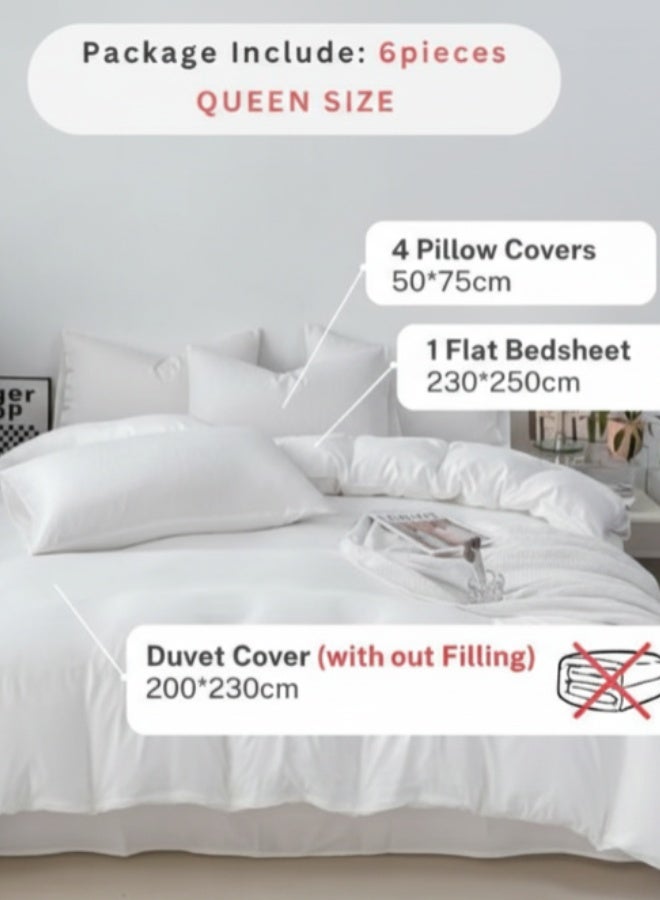 لونا هوم طقم سرير مكون من 6 قطع بحجم كوين، غطاء لحاف 200x230 سم، شرشف سرير مسطح 230x250 سم، 4 أغطية وسائد، مصنوع من القطن القابل للغسل. - Image 4