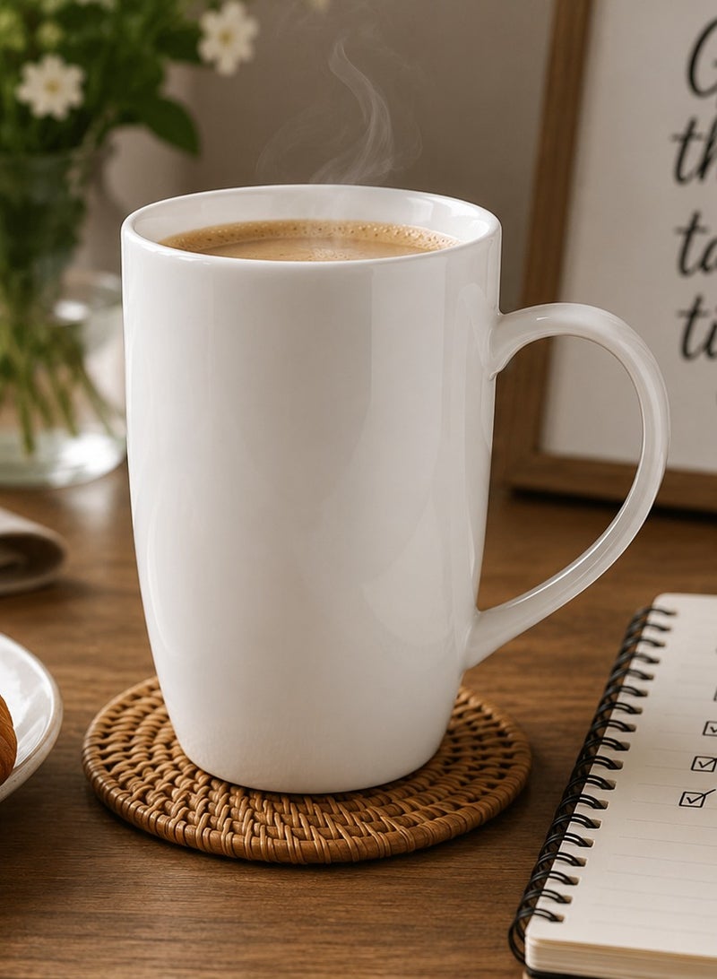 Shallow 450Ml Office Mug Porcelain Ceramic Cup Tea Coffee Mug 8X17Cm – Pure White - Image 2