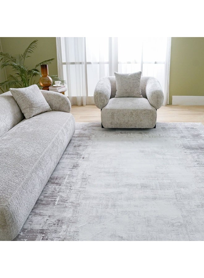 DANUBE HOME Galeria Lux Distressed Rug | Washable Modern Rugs Style | Polypropylene + Polyester Area Rug Floor Covering | Indoor Carpet For Living Room Dining Bedroom 240x340cm-Beige White - Image 2