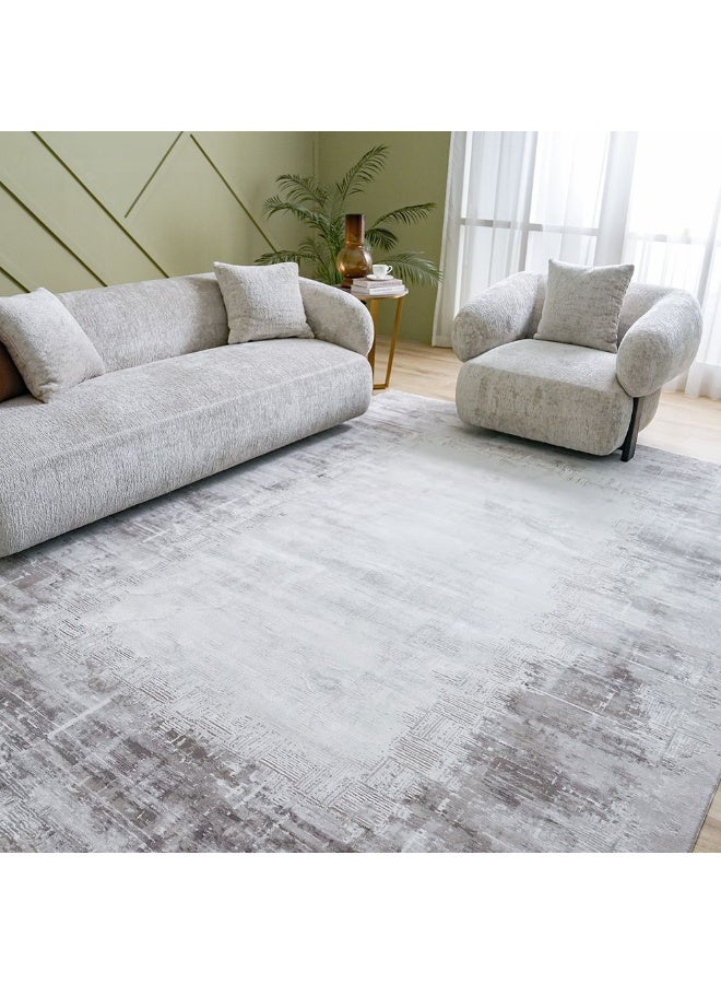 DANUBE HOME Galeria Lux Distressed Rug | Washable Modern Rugs Style | Polypropylene + Polyester Area Rug Floor Covering | Indoor Carpet For Living Room Dining Bedroom 240x340cm-Beige White - Image 3