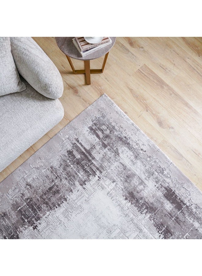 DANUBE HOME Galeria Lux Distressed Rug | Washable Modern Rugs Style | Polypropylene + Polyester Area Rug Floor Covering | Indoor Carpet For Living Room Dining Bedroom 240x340cm-Beige White - Image 1
